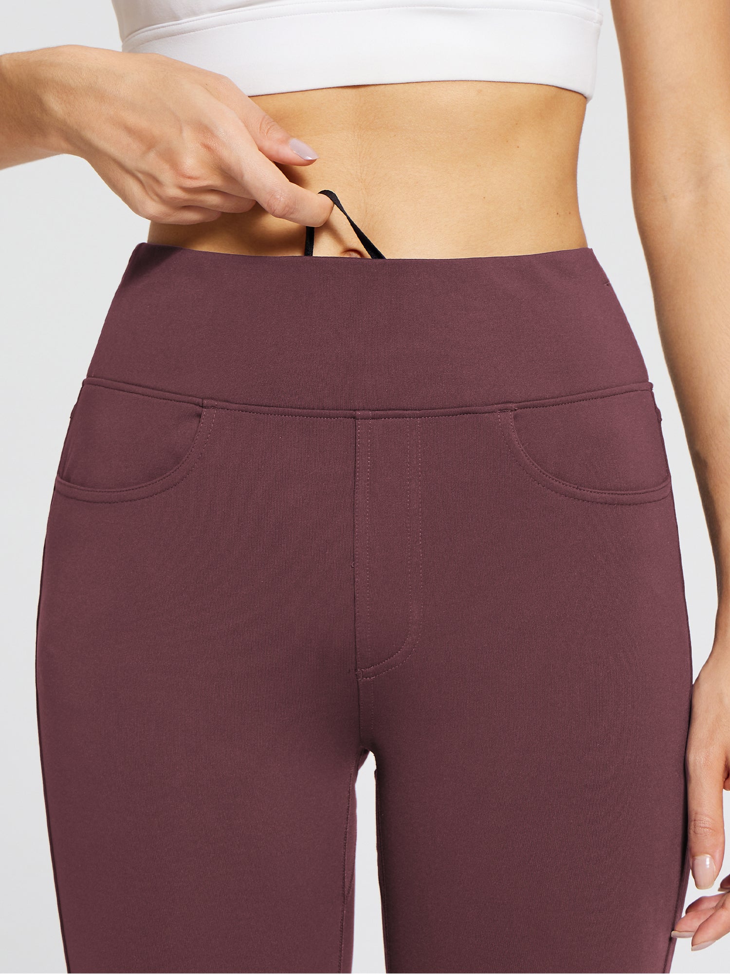 Fleece gefütterte Leggings Frauen thermische warme hohe Taille Tummy Control Workout Laufhosen mit Taschen Jeggings