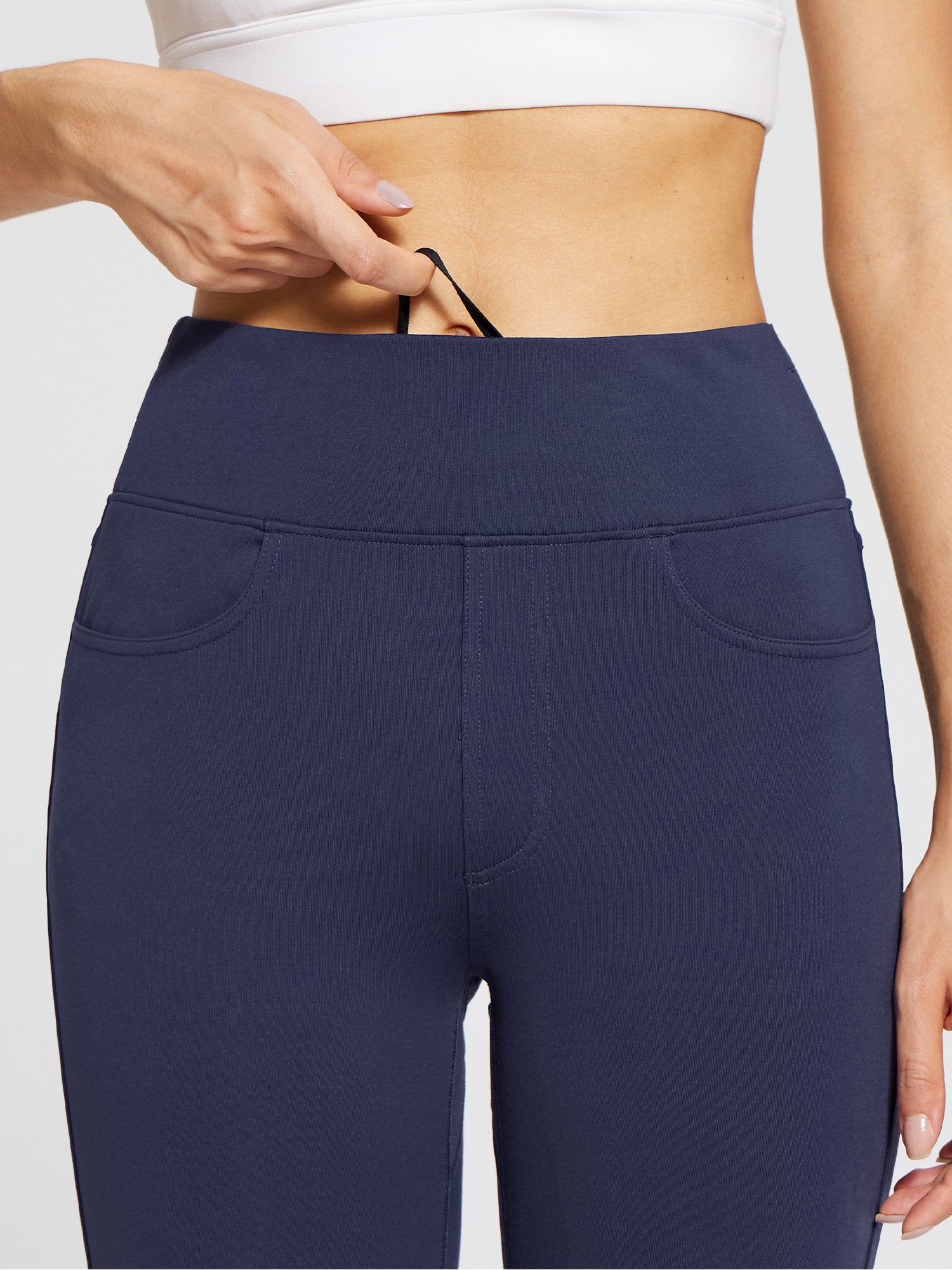 Fleece gefütterte Leggings Frauen thermische warme hohe Taille Tummy Control Workout Laufhosen mit Taschen Jeggings