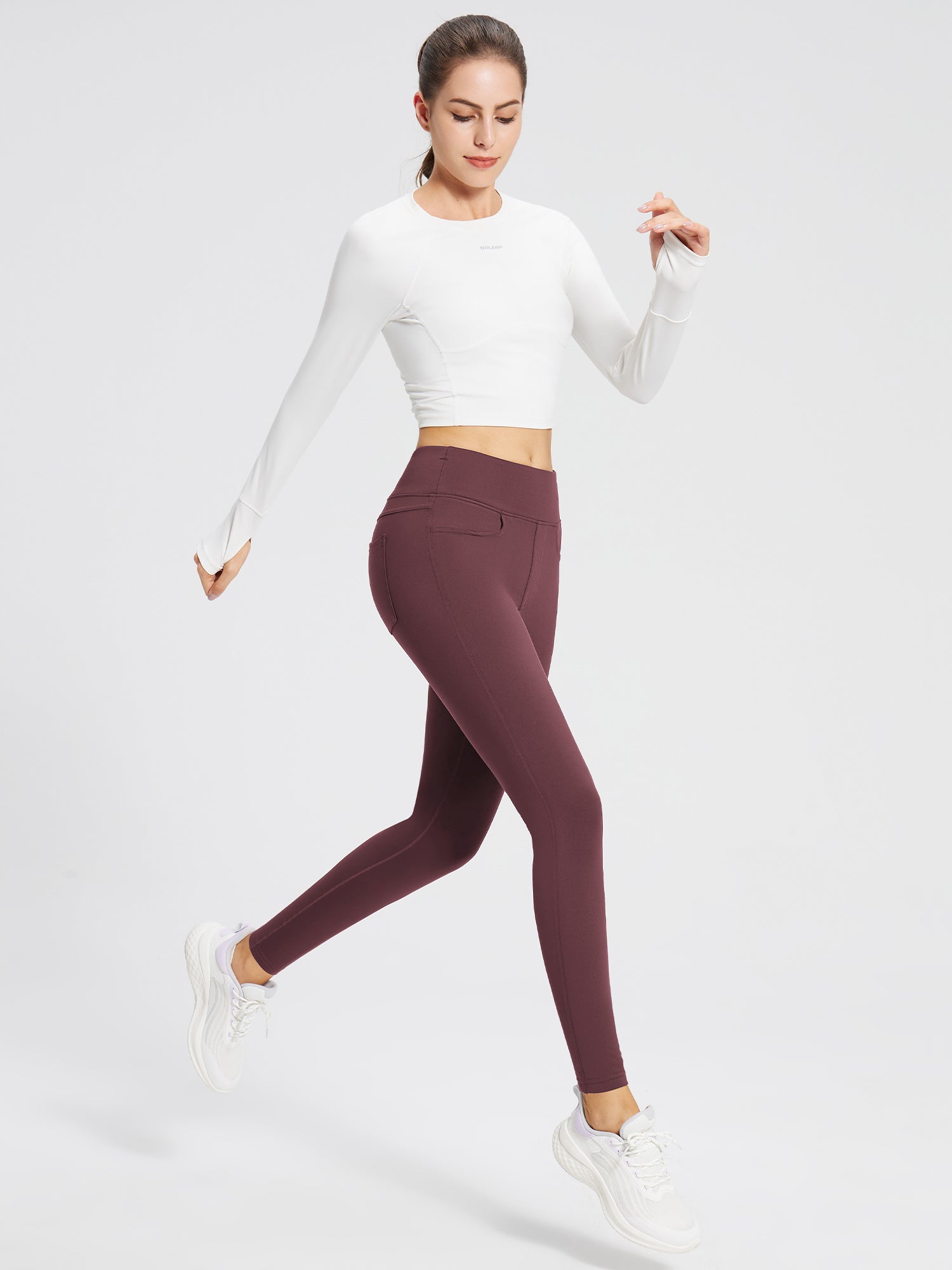 Fleece gefütterte Leggings Frauen thermische warme hohe Taille Tummy Control Workout Laufhosen mit Taschen Jeggings