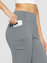 Yoga-Style-Leggings mit Fleecefutter hoher Taille und geradem Bein mit Taschen
