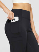 Yoga-Style-Leggings mit Fleecefutter hoher Taille und geradem Bein mit Taschen