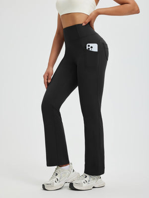 Damen Fleece Laufhose mit Bootcut und geradem Bein