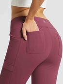 Yoga-Style-Leggings mit Fleecefutter hoher Taille und geradem Bein mit Taschen