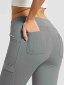 Yoga-Style-Leggings mit Fleecefutter hoher Taille und geradem Bein mit Taschen