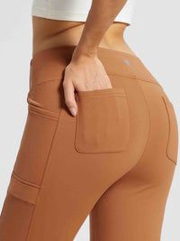 Yoga-Style-Leggings mit Fleecefutter hoher Taille und geradem Bein mit Taschen