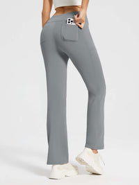 Yoga-Style-Leggings mit Fleecefutter hoher Taille und geradem Bein mit Taschen