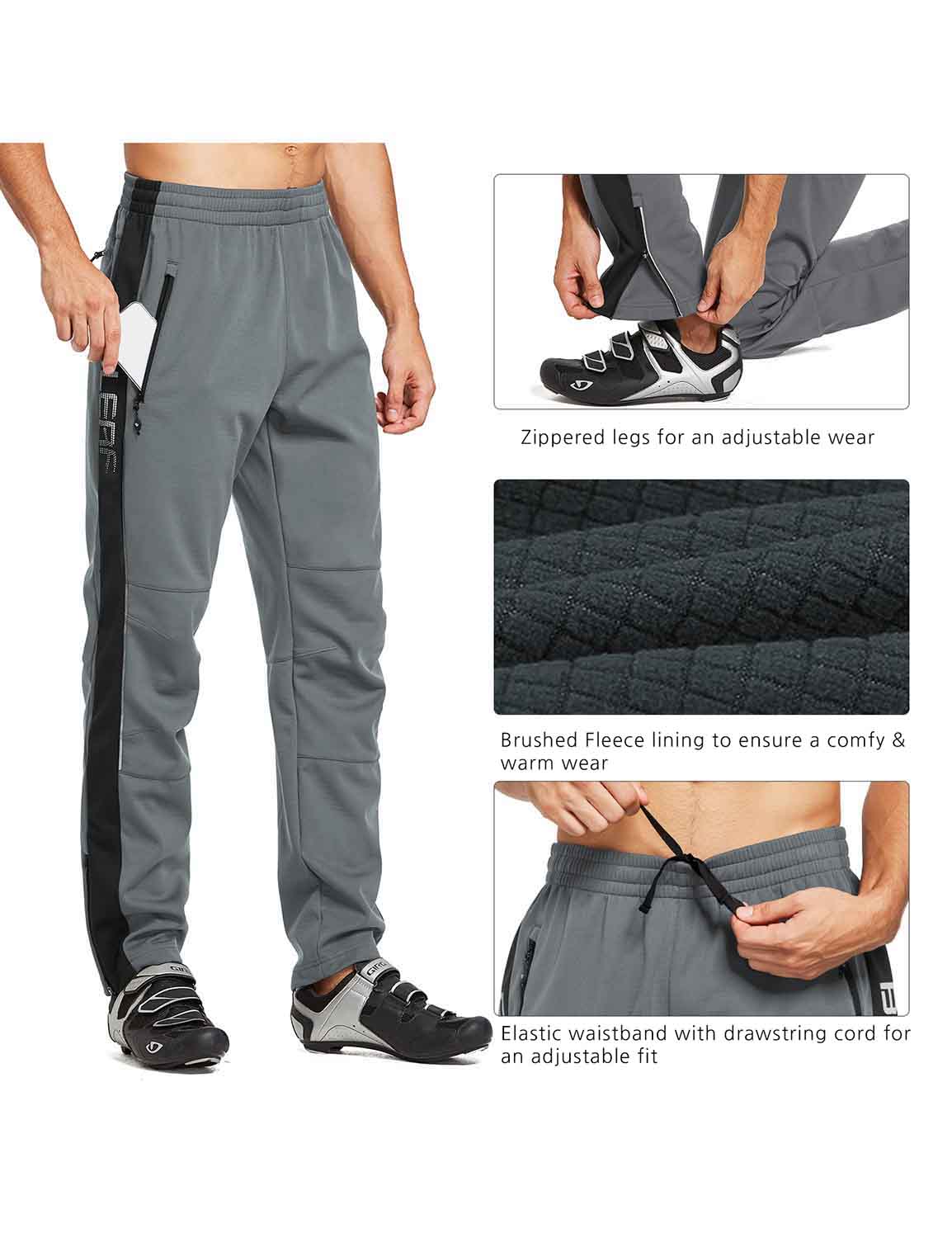 Herren Fahrradhose Thermo Fleece Wasserdicht Radhose Warm Wanderhose Lang Radlerhose für Winter Outdoor Radfahren