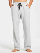 Herren Baumwolle Freizeithose Gerades Bein Sporthose Herren Lang mit Taschen