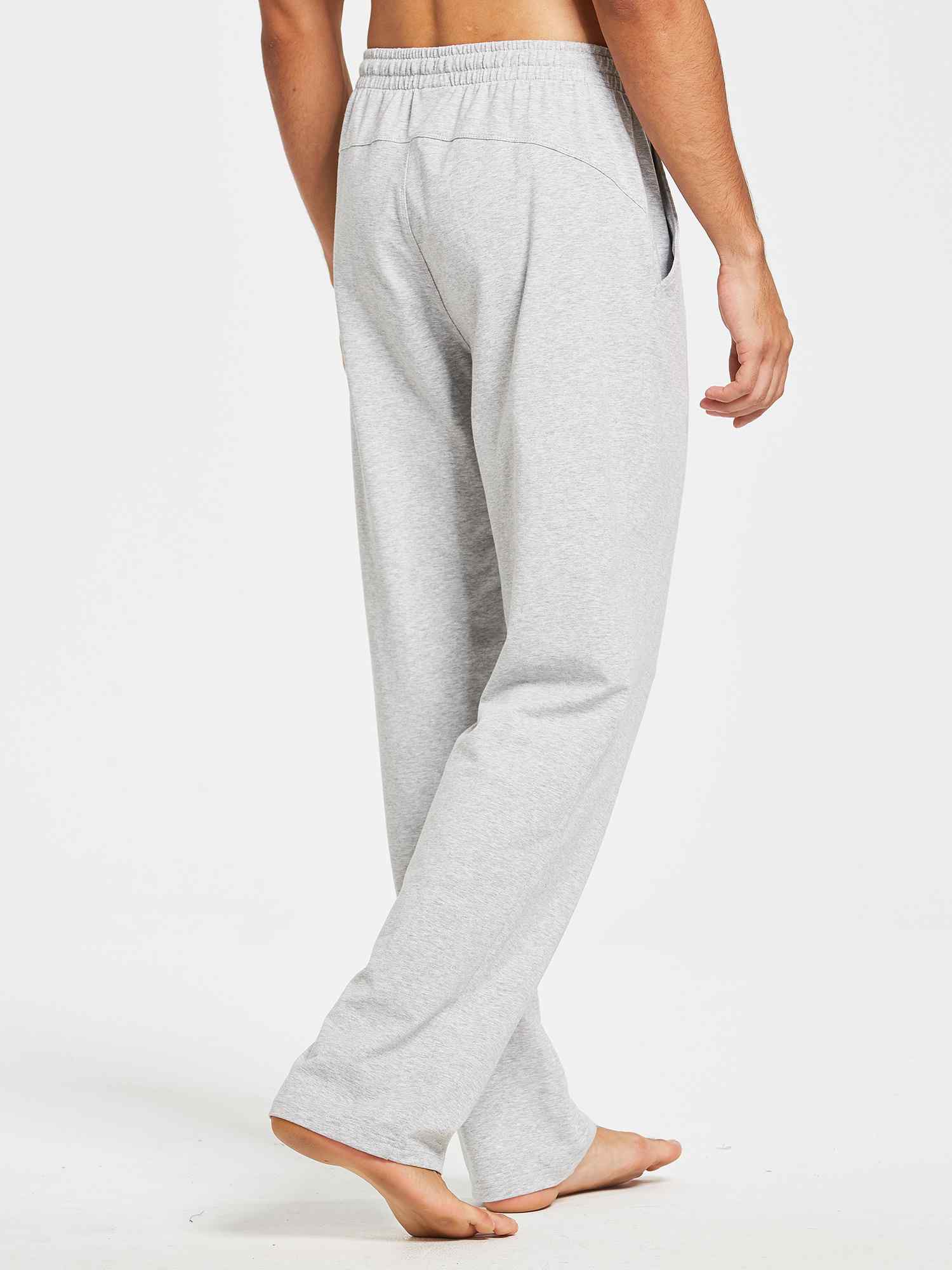 Herren Baumwolle Freizeithose Gerades Bein Sporthose Herren Lang mit Taschen