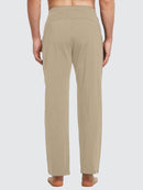 Herren Baumwolle Freizeithose Gerades Bein Sporthose Herren Lang mit Taschen