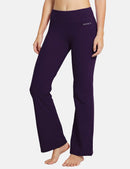 Damen Flare Yogahose Leggings warm Fitness Hose Jogginghose Baumwolle Bauchkontrolle Schlaghose Arbeit Sporthose mit Taschen 81cm lang