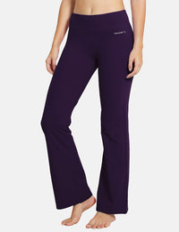 Damen Flare Yogahose Leggings warm Fitness Hose Jogginghose Baumwolle Bauchkontrolle Schlaghose Arbeit Sporthose mit Taschen 81cm lang