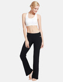 Damen Flare Yogahose Leggings warm Fitness Hose Jogginghose Baumwolle Bauchkontrolle Schlaghose Arbeit Sporthose mit Taschen 81cm lang