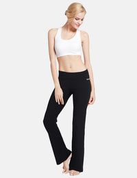 Damen Flare Yogahose Leggings lang mit Taschen warm Fitness Hose