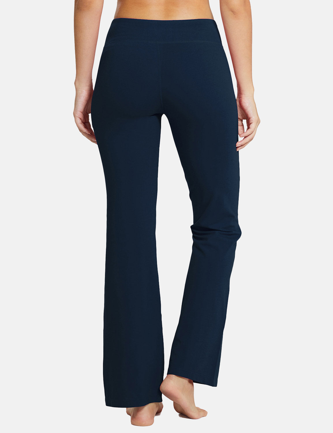 Damen Flare Yogahose Leggings warm Fitness Hose Jogginghose Baumwolle Bauchkontrolle Schlaghose Arbeit Sporthose mit Taschen 81cm lang