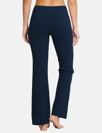 Damen Flare Yogahose Leggings warm Fitness Hose Jogginghose Baumwolle Bauchkontrolle Schlaghose Arbeit Sporthose mit Taschen 81cm lang
