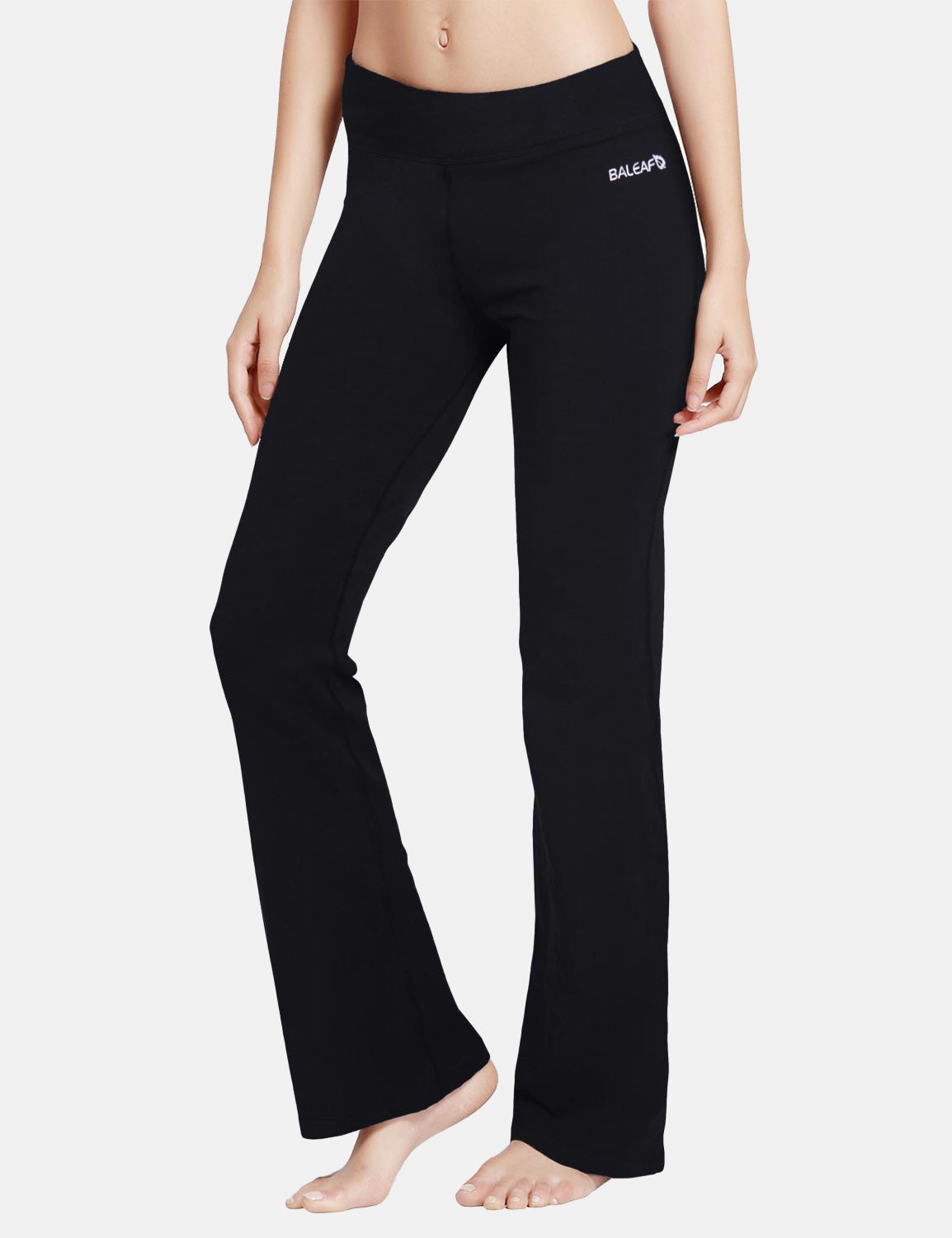 Damen Flare Yogahose Leggings warm Fitness Hose Jogginghose Baumwolle Bauchkontrolle Schlaghose Arbeit Sporthose mit Taschen 81cm lang