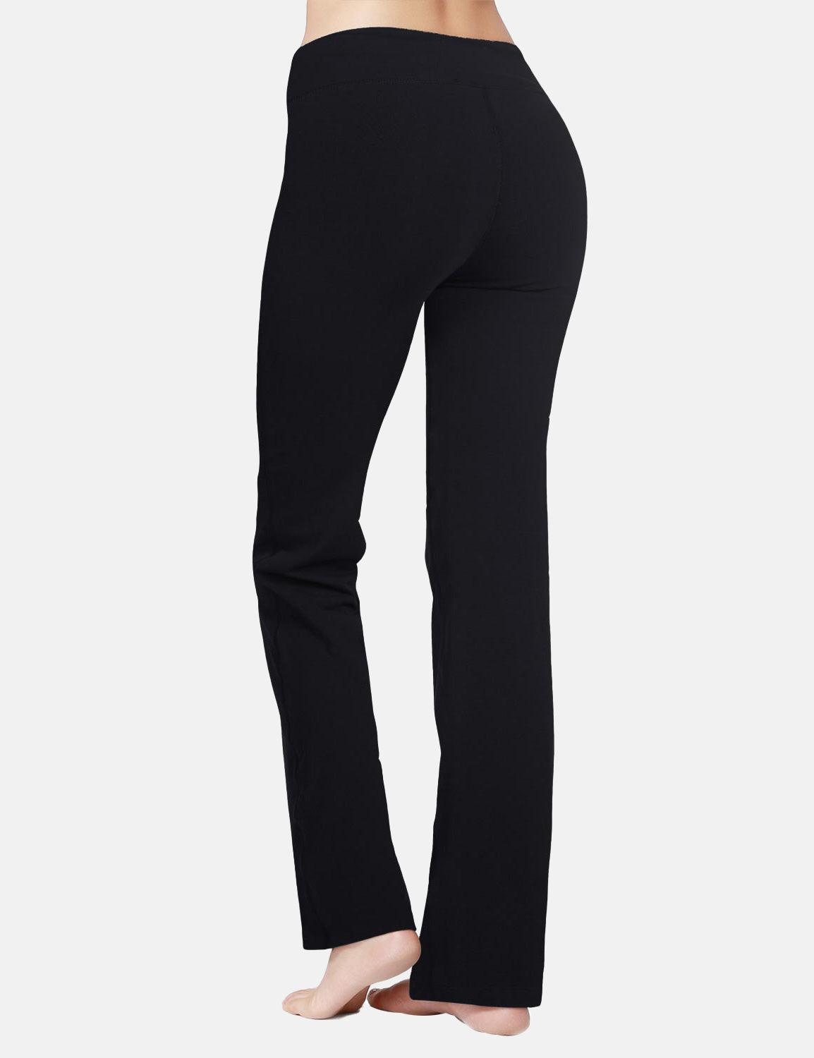 Damen Flare Yogahose Leggings warm Fitness Hose Jogginghose Baumwolle Bauchkontrolle Schlaghose Arbeit Sporthose mit Taschen 81cm lang