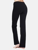 Damen Flare Yogahose Leggings warm Fitness Hose Jogginghose Baumwolle Bauchkontrolle Schlaghose Arbeit Sporthose mit Taschen 81cm lang