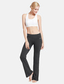 Damen Flare Yogahose Leggings warm Fitness Hose Jogginghose Baumwolle Bauchkontrolle Schlaghose Arbeit Sporthose mit Taschen 81cm lang