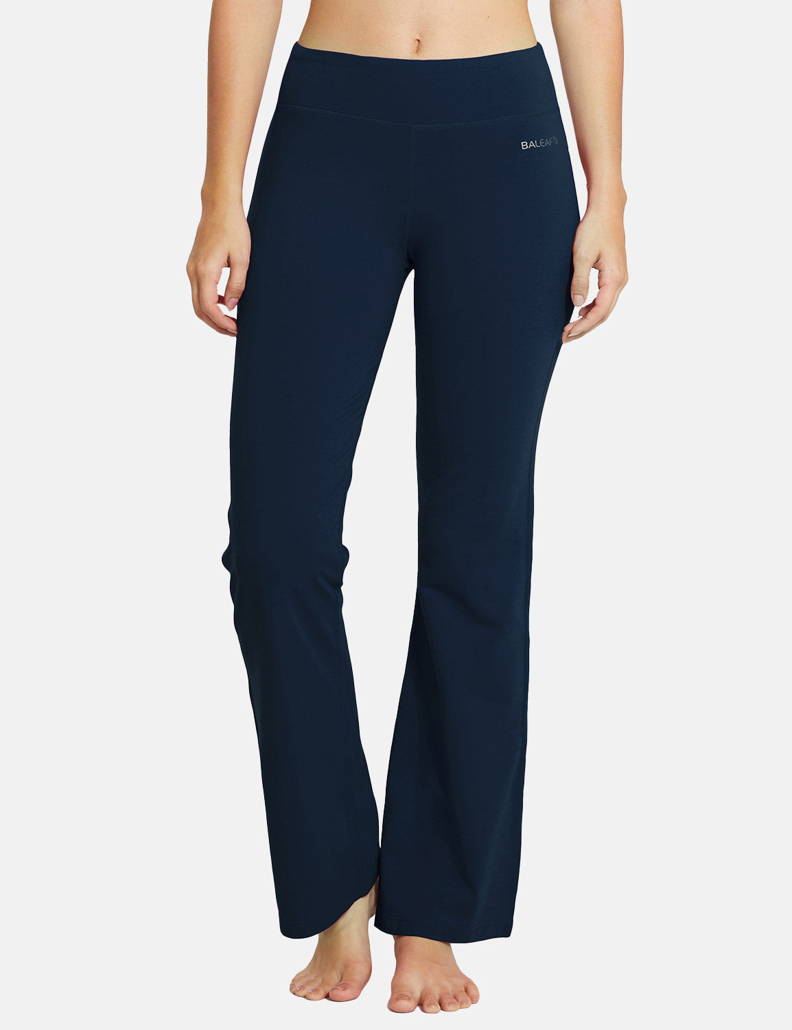 Damen Flare Yogahose Leggings warm Fitness Hose Jogginghose Baumwolle Bauchkontrolle Schlaghose Arbeit Sporthose mit Taschen 81cm lang