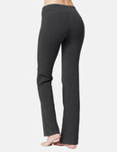 Damen Flare Yogahose Leggings lang mit Taschen warm Fitness Hose