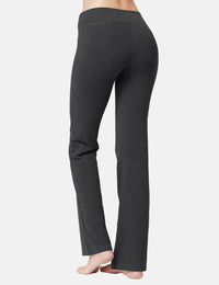 Damen Flare Yogahose Leggings lang mit Taschen warm Fitness Hose