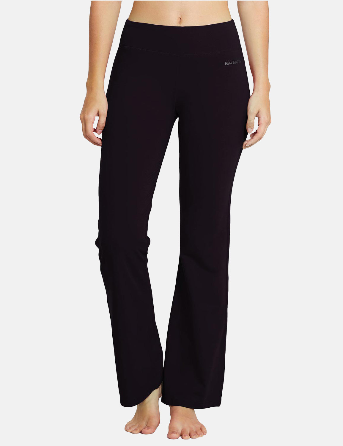 Damen Flare Yogahose Leggings warm Fitness Hose Jogginghose Baumwolle Bauchkontrolle Schlaghose Arbeit Sporthose mit Taschen 81cm lang