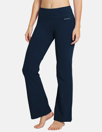 Damen Flare Yogahose Leggings warm Fitness Hose Jogginghose Baumwolle Bauchkontrolle Schlaghose Arbeit Sporthose mit Taschen 81cm lang