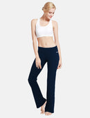 Damen Flare Yogahose Leggings warm Fitness Hose Jogginghose Baumwolle Bauchkontrolle Schlaghose Arbeit Sporthose mit Taschen 81cm lang