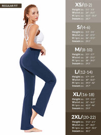 Damen High Waist Schlaghose Bauchkontrolle Freizeithose Baumwolle Sporthose lang Yoga Pants mit Taschen Regulär