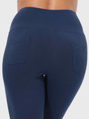 Damen High Waist Schlaghose Bauchkontrolle Freizeithose Baumwolle Sporthose lang Yoga Pants mit Taschen Regulär