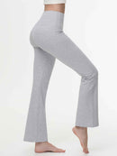 Damen High Waist Schlaghose Bauchkontrolle Freizeithose Baumwolle Sporthose lang Yoga Pants mit Taschen Regulär