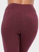 Damen High Waist Schlaghose Bauchkontrolle Freizeithose Baumwolle Sporthose lang Yoga Pants mit Taschen Regulär