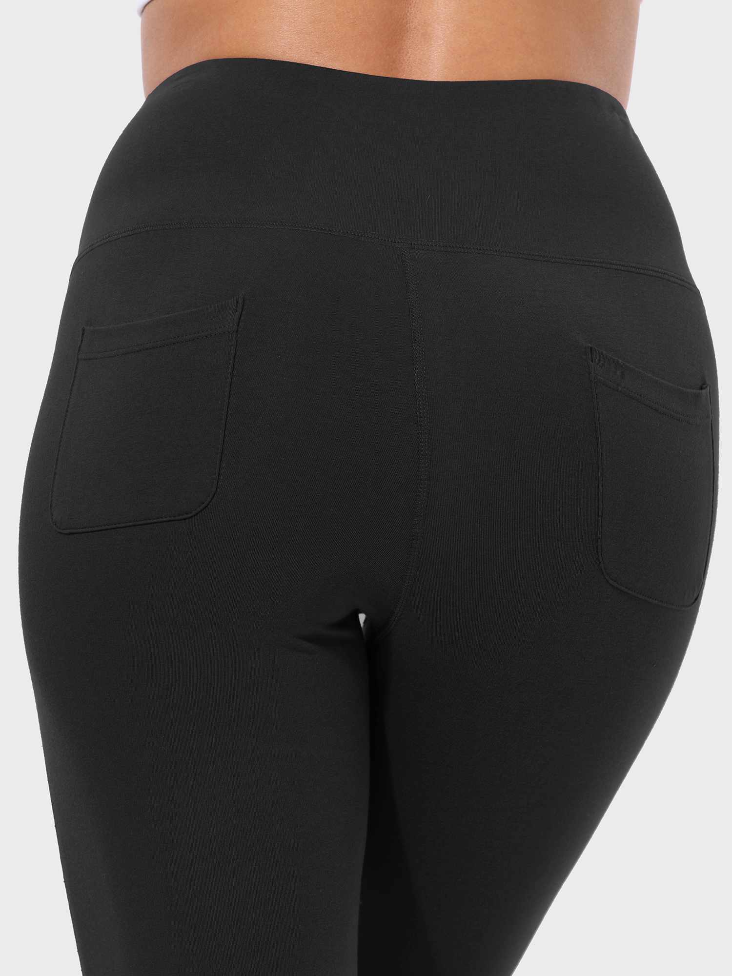 Damen High Waist Schlaghose Bauchkontrolle Freizeithose Baumwolle Sporthose lang Yoga Pants mit Taschen Regulär