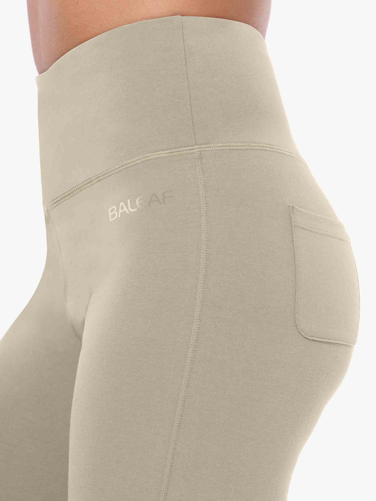 Damen High Waist Schlaghose Bauchkontrolle Freizeithose Baumwolle Sporthose lang Yoga Pants mit Taschen Regulär