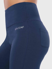 Damen High Waist Schlaghose Bauchkontrolle Freizeithose Baumwolle Sporthose lang Yoga Pants mit Taschen Regulär