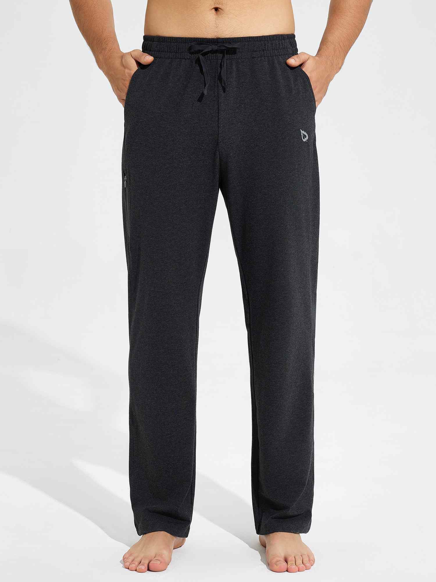 Herren Breite Jogginghose Baumwolle Freizeithose Gerades Bein Sporthose Herren Lang Yogahose Klassische Trainingshose mit Taschen