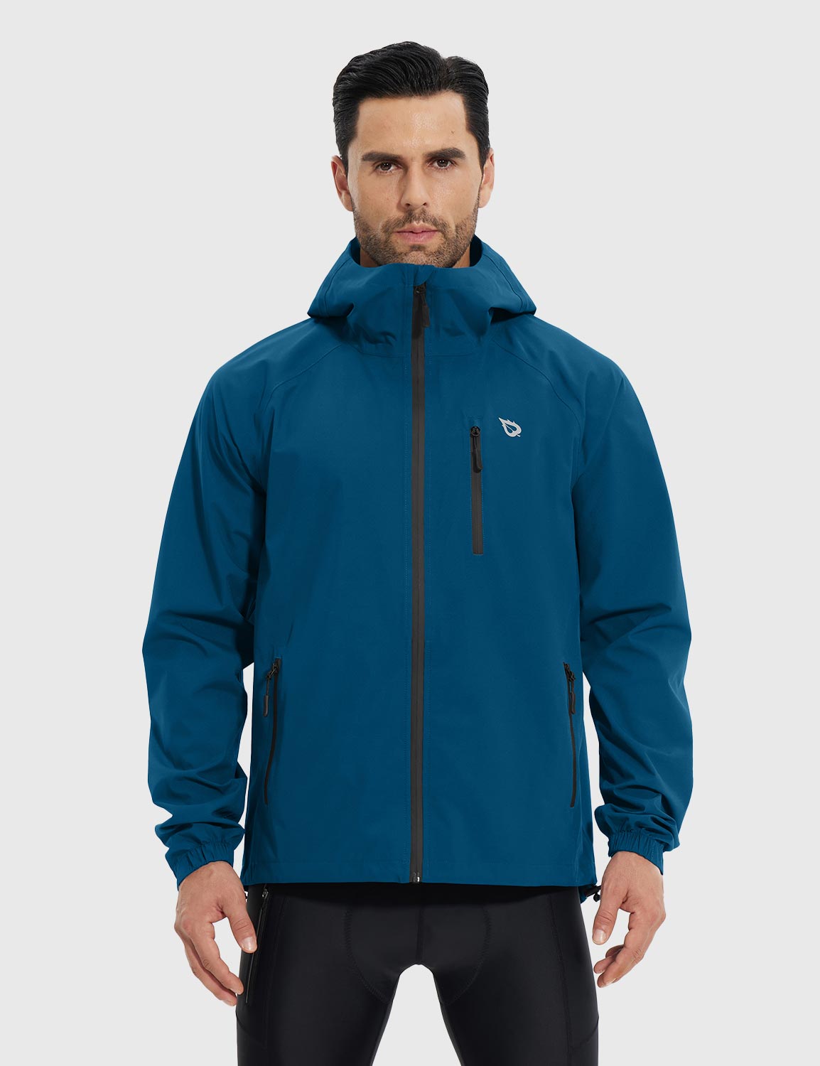 Herren Fahrradjacke Wasserdicht Windbreaker mit Kapuze 10000mm H2O Laufjacke