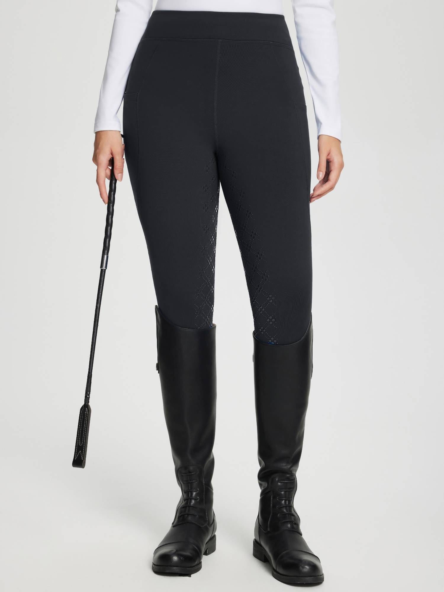 Damen Winter-Reithose Fleece-Reithose Vollbesatz Taschen Leggings