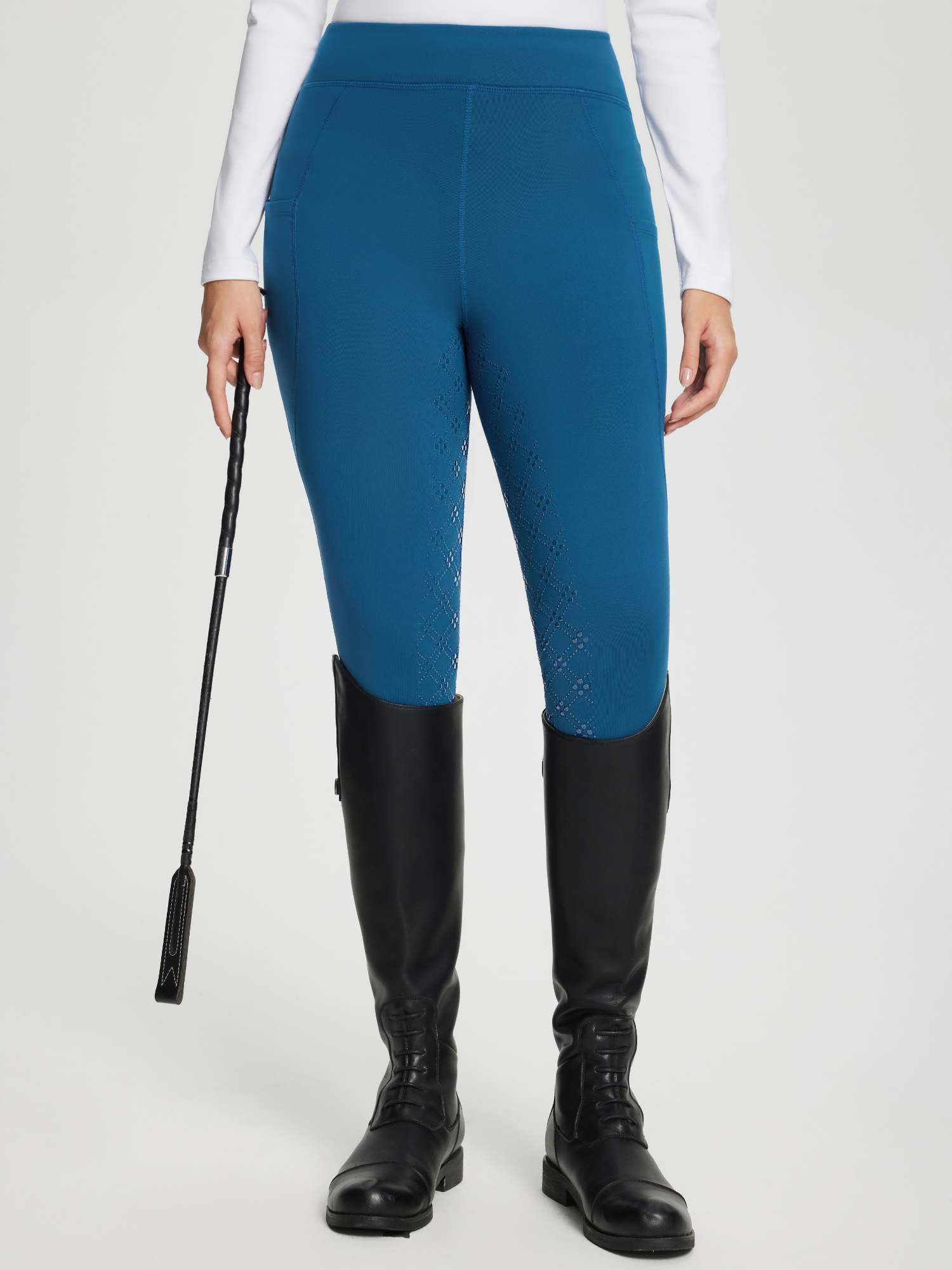 Damen Winter-Reithose Fleece-Reithose Vollbesatz Taschen Leggings