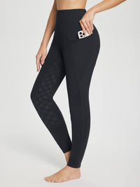 Damen Winter-Reithose Fleece-Reithose Vollbesatz Taschen Leggings