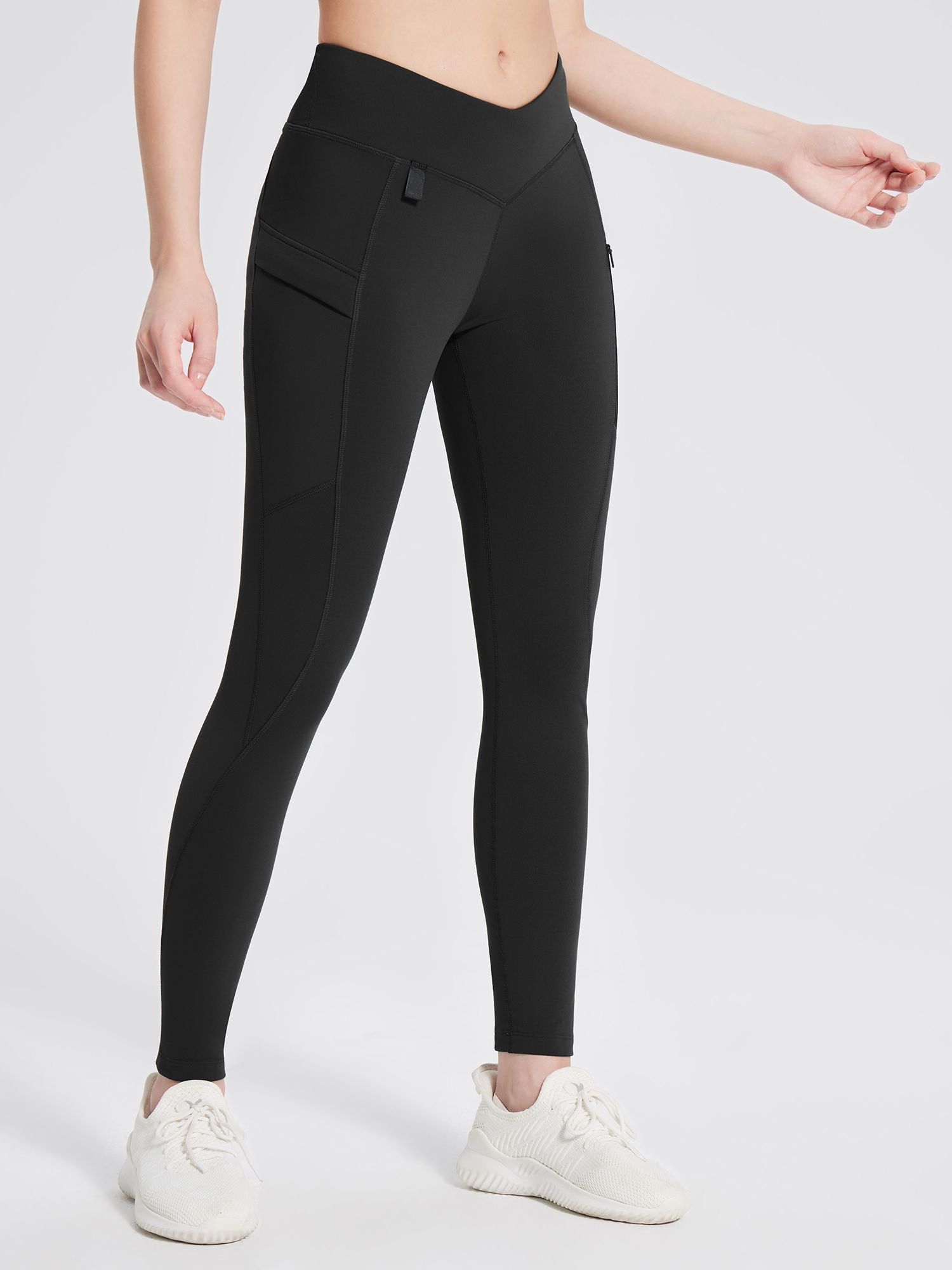 Thermo Wanderhose mit Taschen Hohe Taille Wasserabweisend Leggings