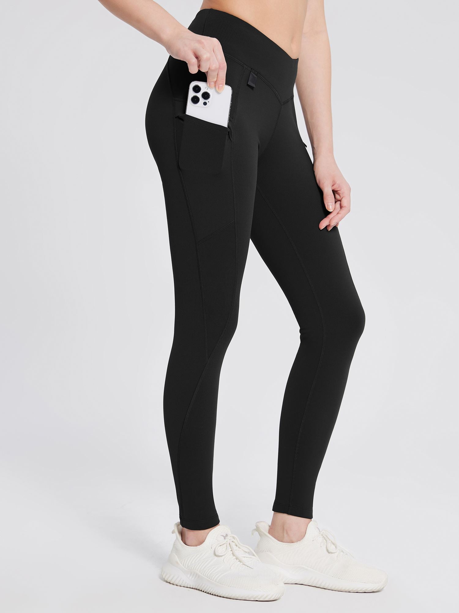 Thermo Wanderhose mit Taschen Hohe Taille Wasserabweisend Leggings