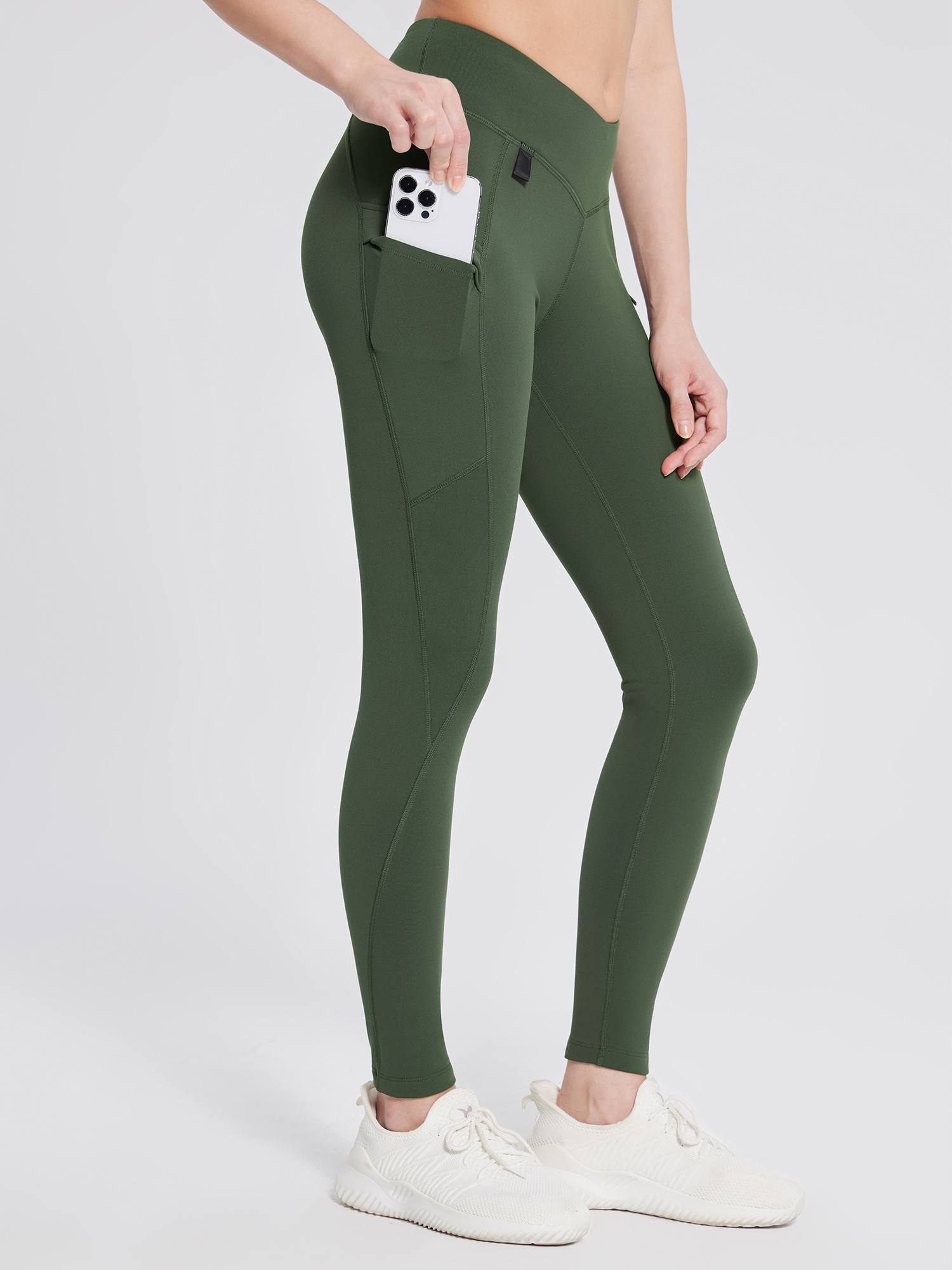 Thermo Wanderhose mit Taschen Hohe Taille Wasserabweisend Leggings