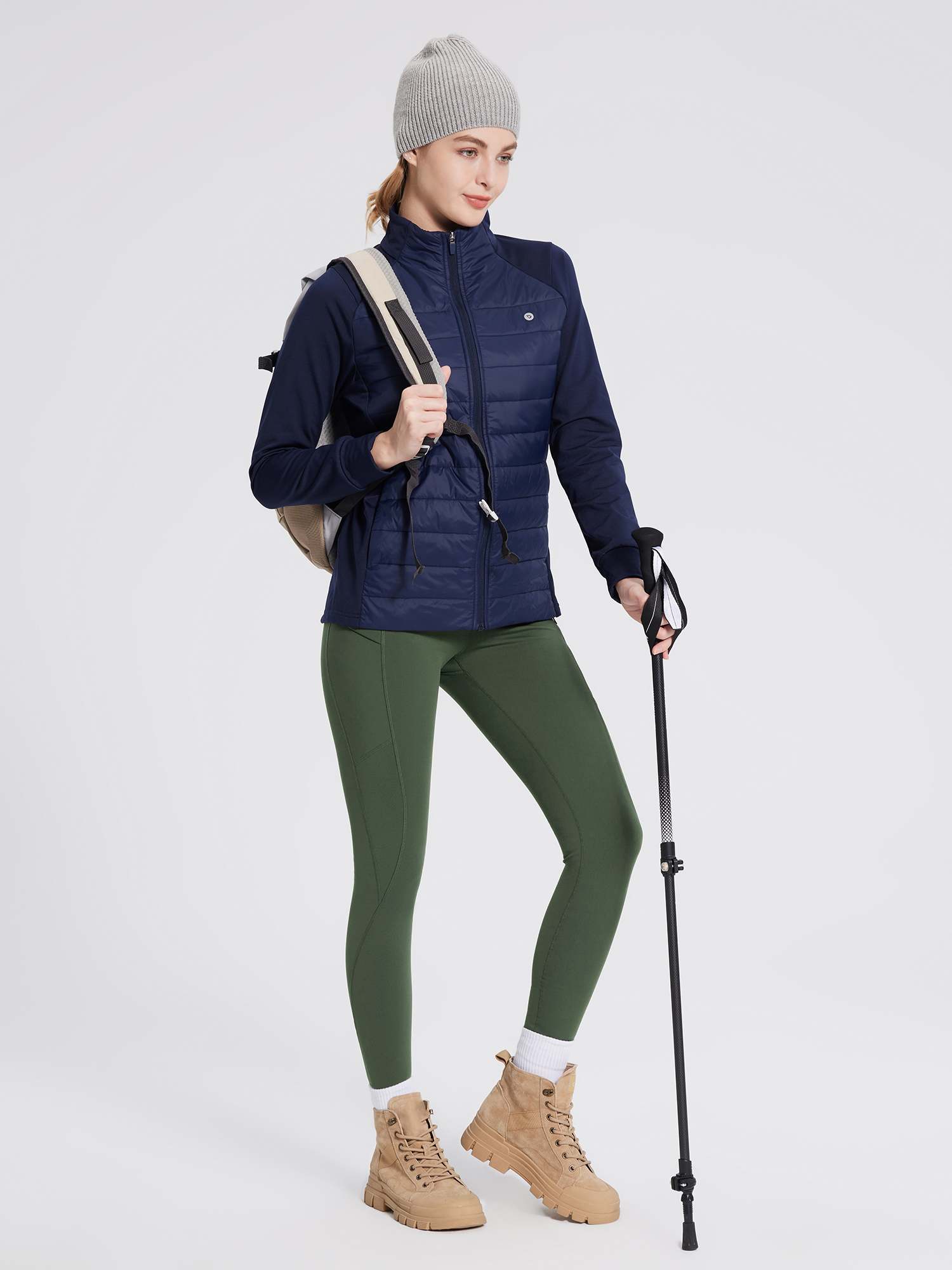 Thermo Wanderhose mit Taschen Hohe Taille Wasserabweisend Leggings
