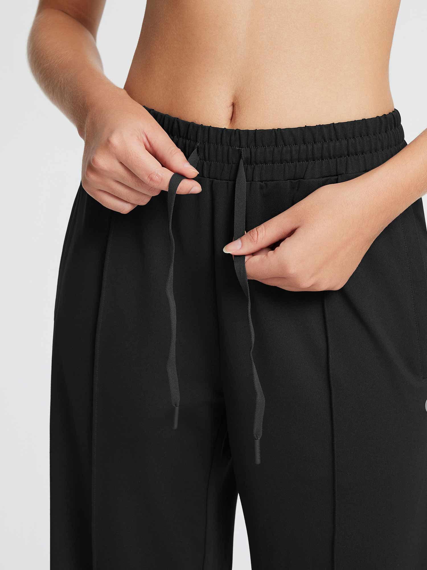 Damen High Waist Sport Lang Baggg mit Taschen Leichte Jogginghose