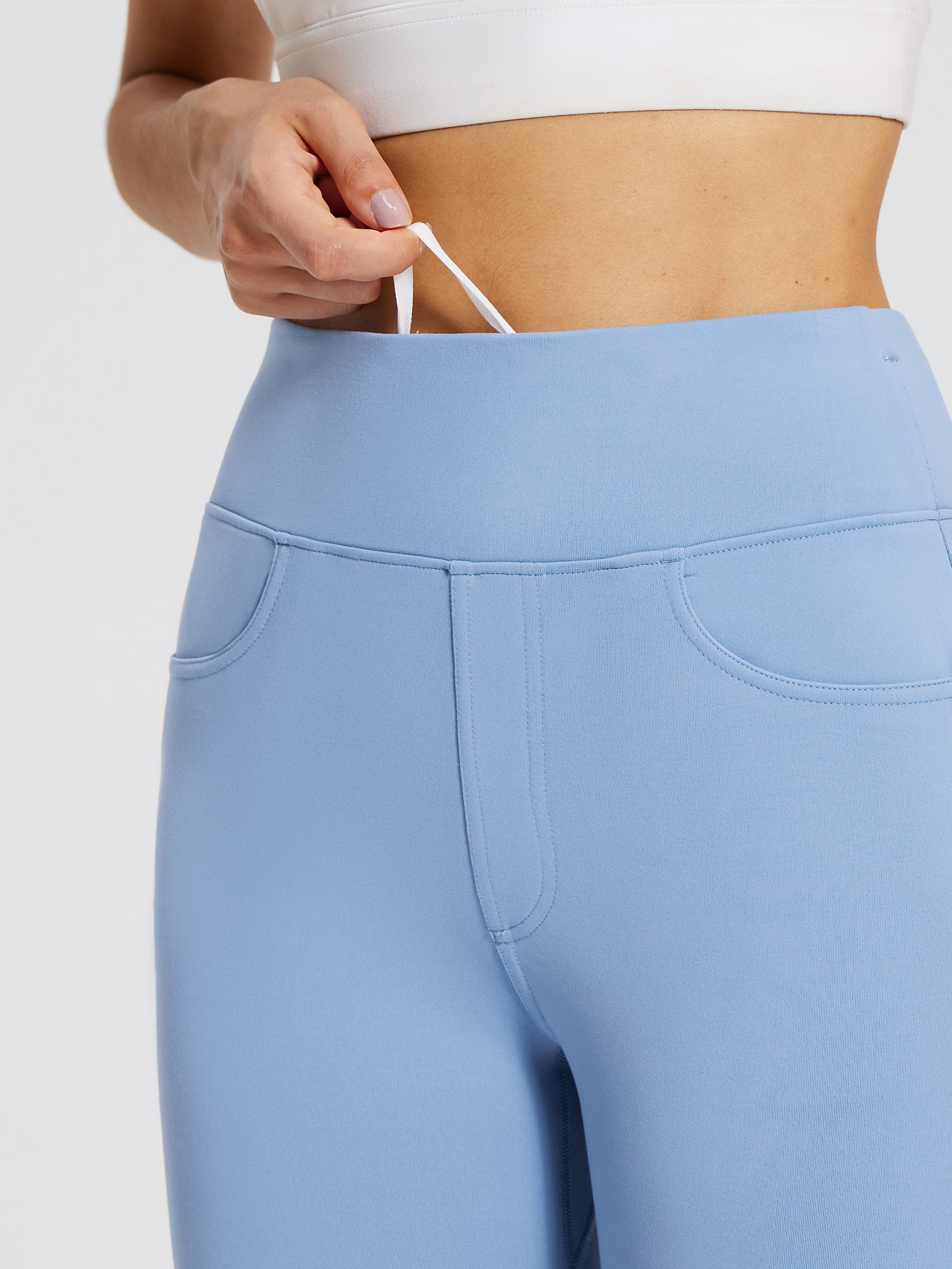 Fleece gefütterte Leggings Frauen thermische warme hohe Taille Tummy Control Workout Laufhosen mit Taschen Jeggings