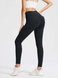 Fleece gefütterte Leggings Frauen thermische warme hohe Taille Tummy Control Workout Laufhosen mit Taschen Jeggings