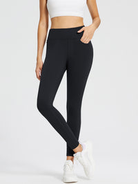 Fleece gefütterte Leggings Frauen thermische warme hohe Taille Tummy Control Workout Laufhosen mit Taschen Jeggings